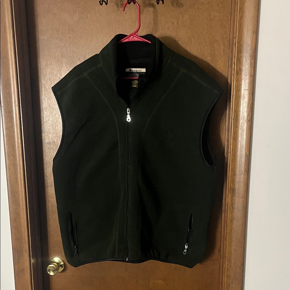 Champion Green Fleece Full Zip Vest Men’s Size XL